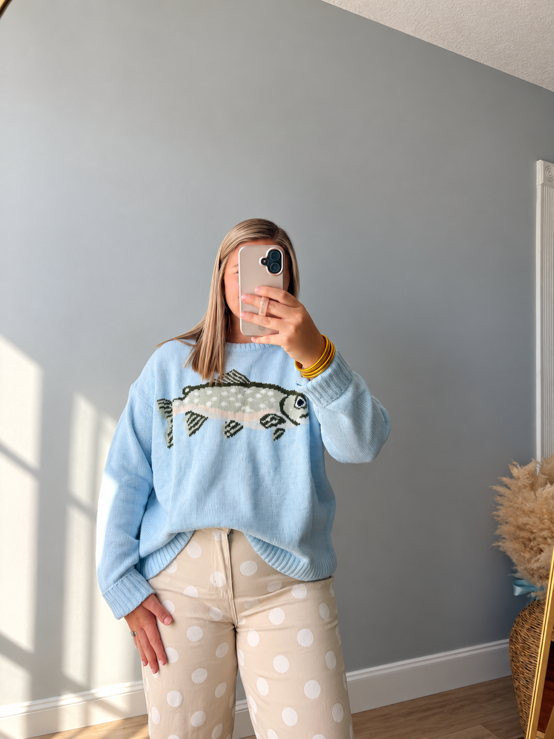 Fish Crew Neck Knit Sweater