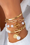 Multilayer Pear Chain Herringbone Mix Bracelet Set