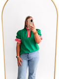 Green Contrast Trim Top