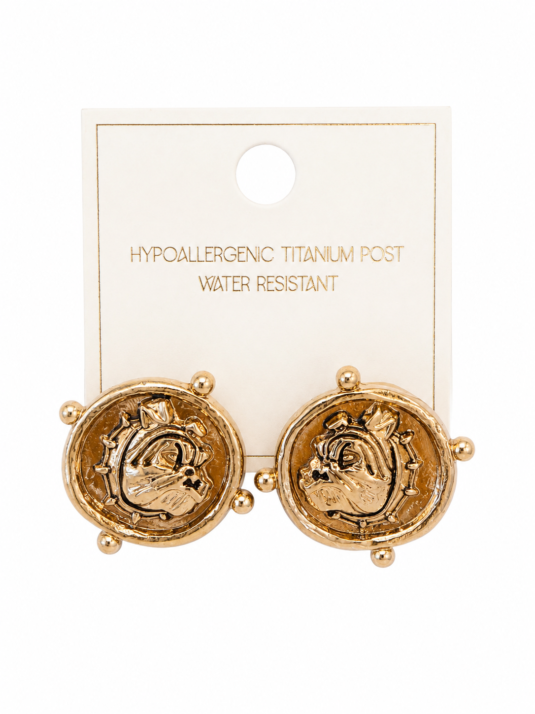 Gold Bulldog Earring