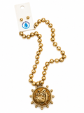 Gold Bulldog Necklace with Gold Pearls