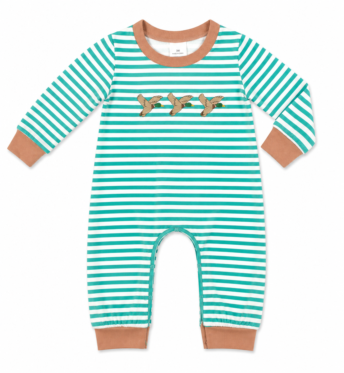 Baby Boy Duck Appliqué Stripe Romper