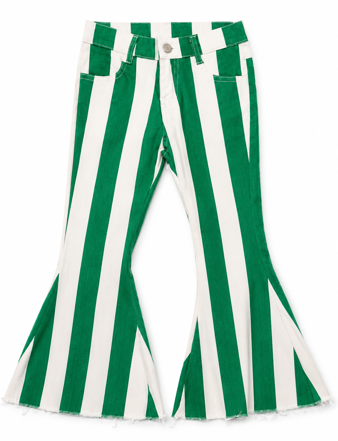 Baby Girls Green Stripe Flare Jeans