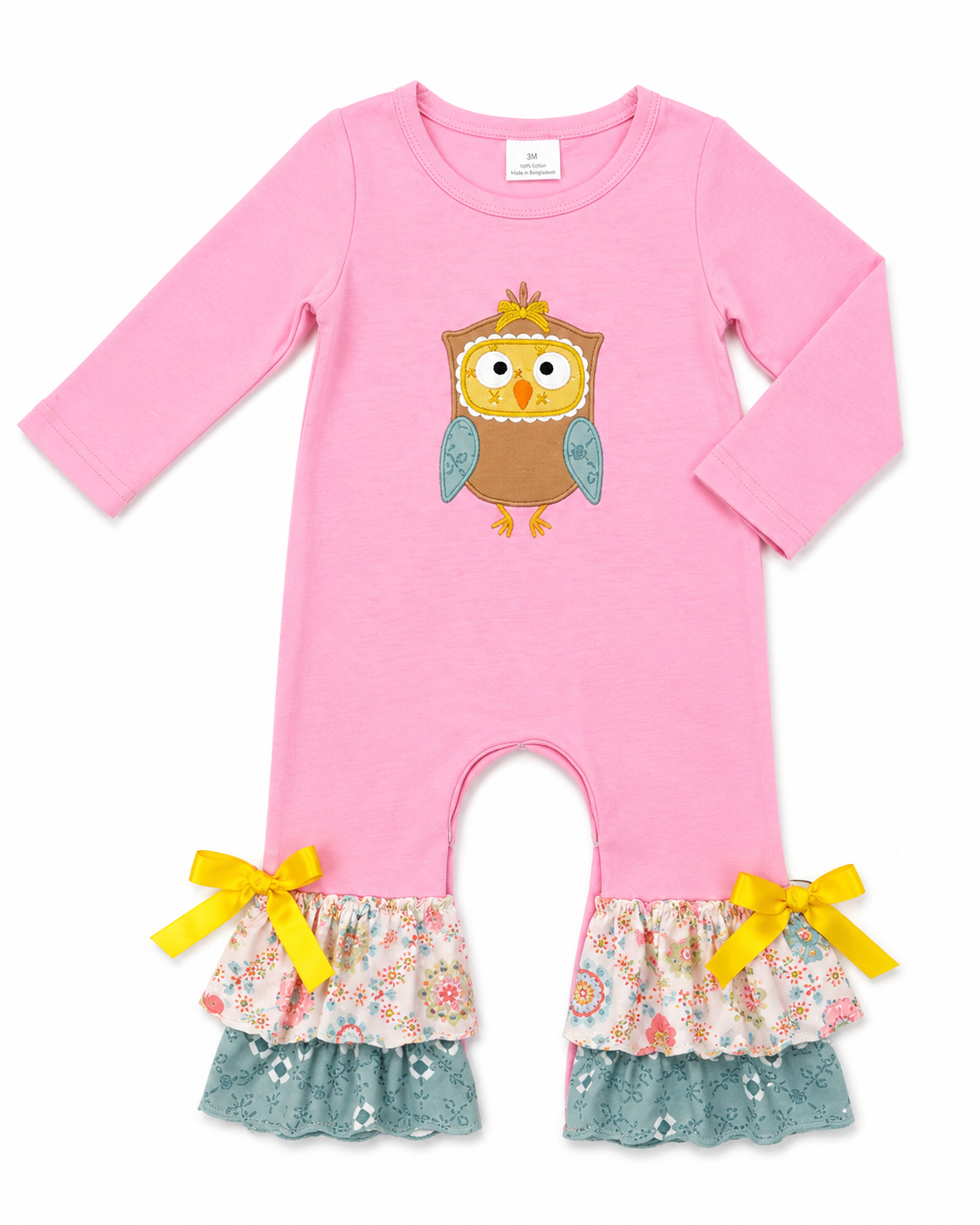 Baby Girls Owl Appliqué Romper