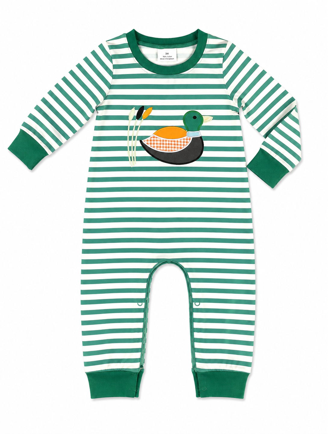 Baby Green Duck Appliqué Romper