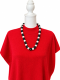 Black Pearls and Polka Dot Tie Necklace