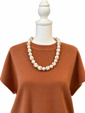 White Pearls and Polka Dot Tie Necklace