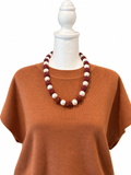 Coffee  Pearls and Polka Dot Tie Necklace