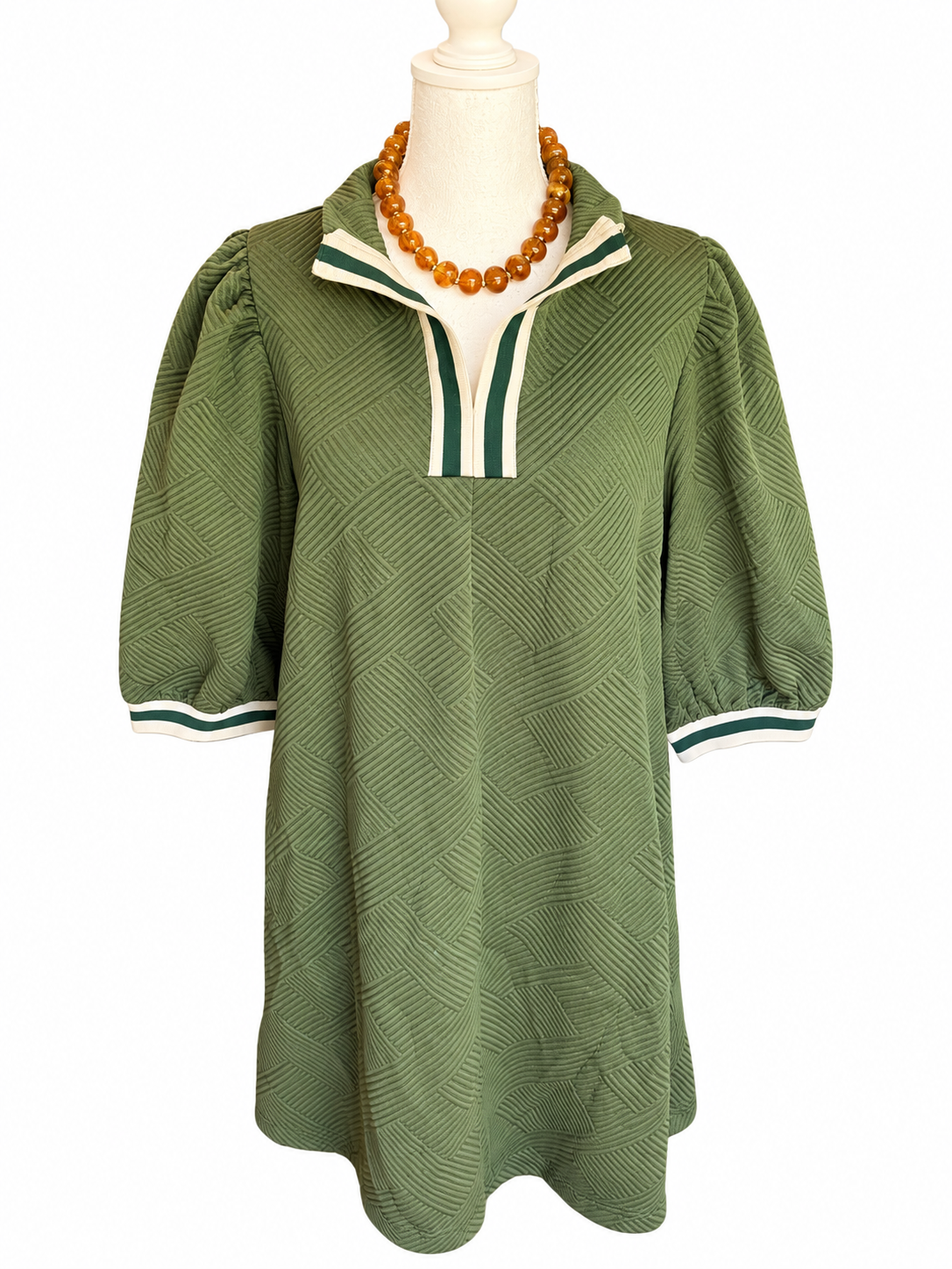 Plus Olive Jacquard Dress