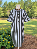 Green and Blue Striped Mini Dress