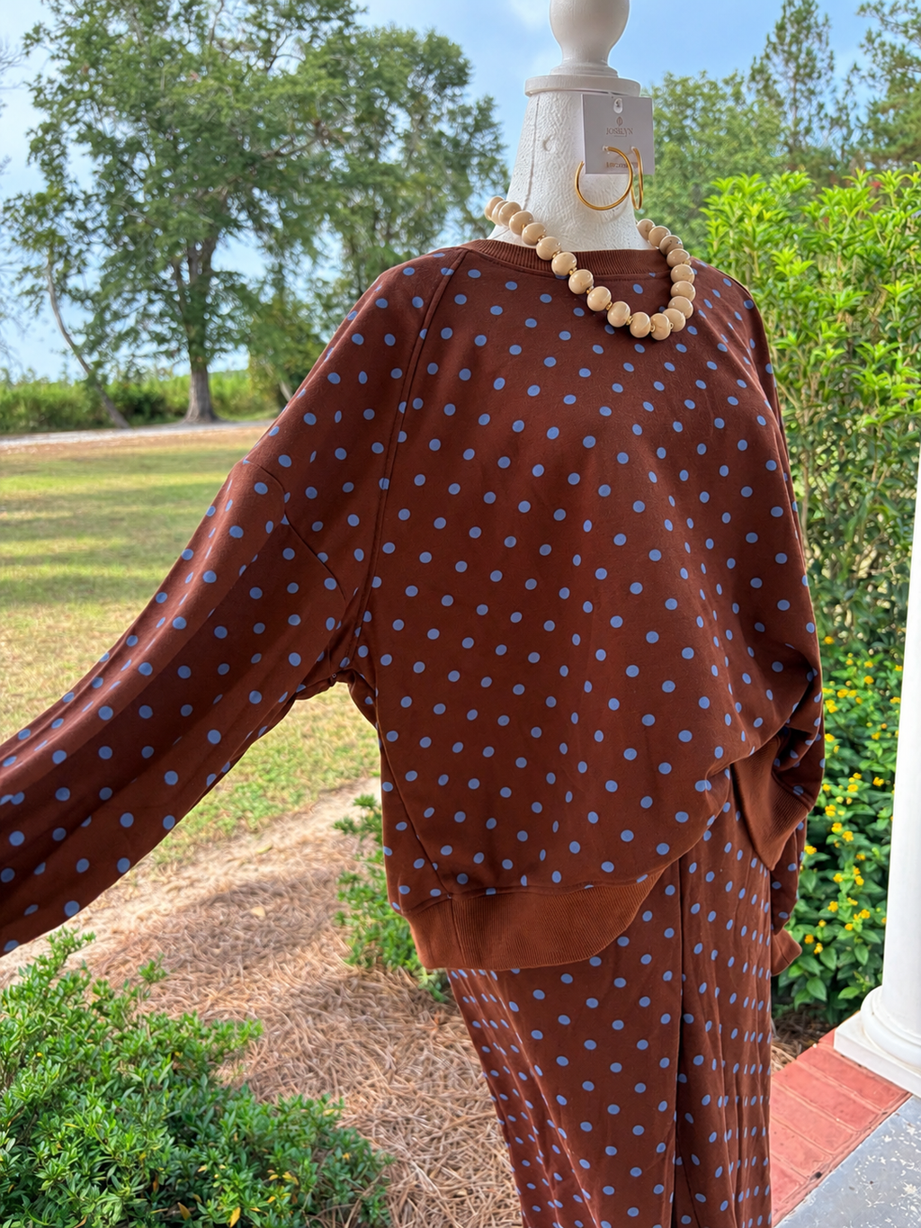 Plus Size Mocha Dot Lounge Set