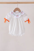 Orange Pumpkin Bow Embroidery Bubble