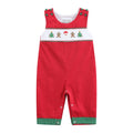 Red Corduroy Christmas Smocked Longalls