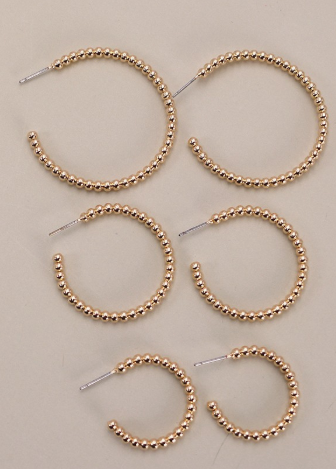 Ball Hoop Trio In 3 Size Earrings