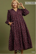 Plus Plum Floral Midi