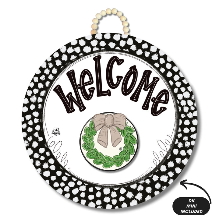 Black and White Dot Welcome Hanger